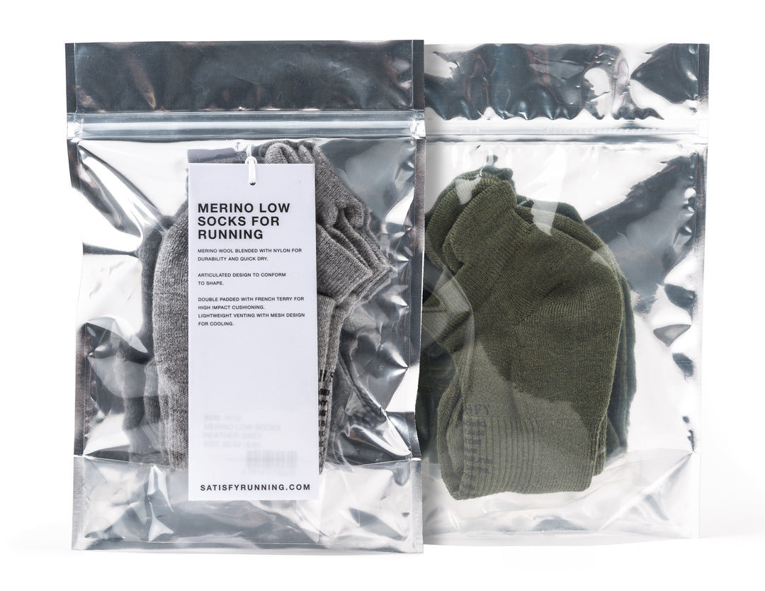 Satisfy 2-Pack Merino Low Socks Grau Olivgrün | VQKOSH795