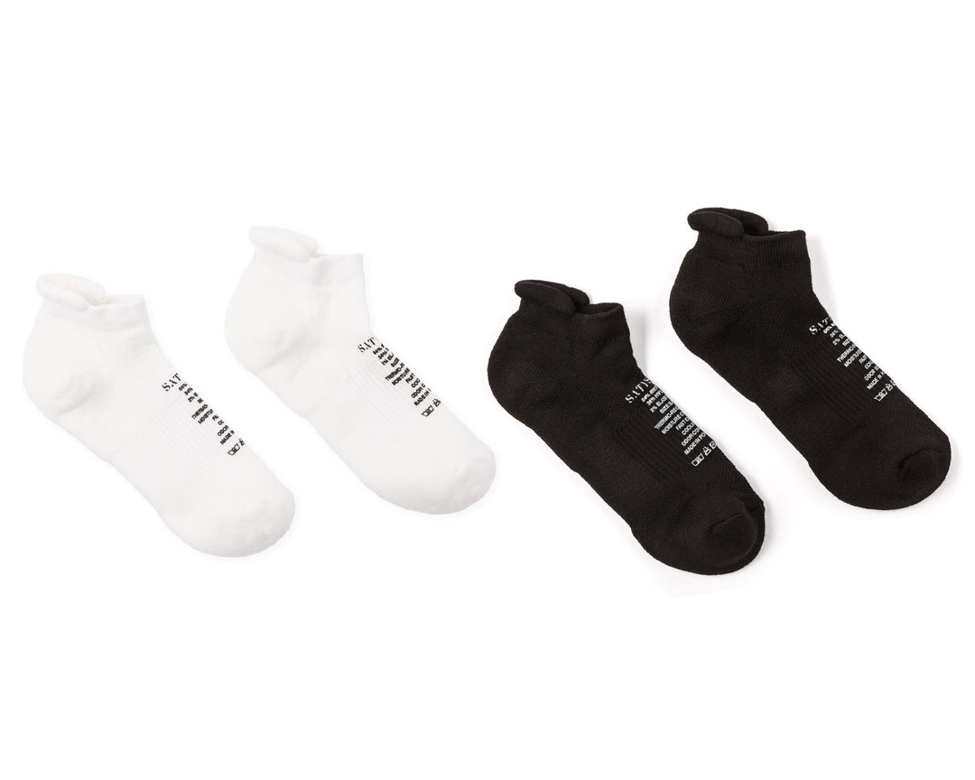 Satisfy 2-Pack Merino Low Socks Weiß Schwarz | HICPEU547